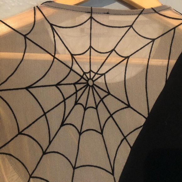 ASOS Halloween Spiderweb Flocked Glamour Black PIn-up dress Vampira Goth 6 🕸️ - Picture 9 of 11
